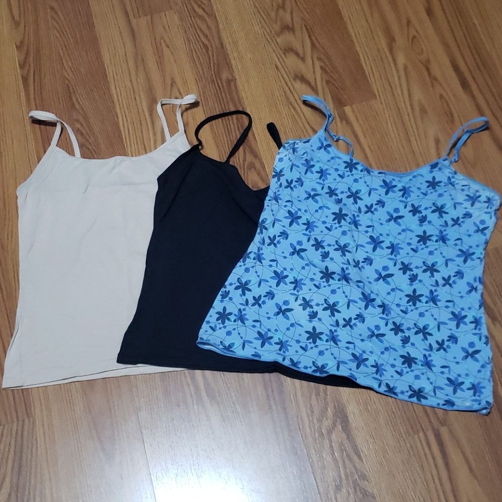 3 Womens M tank tops lot set Jockey black tan